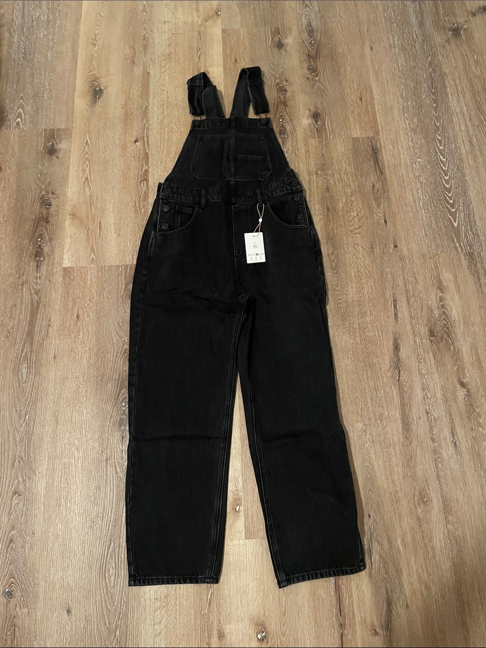 Quince Black Denim Overall Jumpsuit